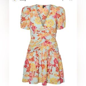 Vero Moda Ruched Floral Puff-Sleeve Dress – Size XL (EUC) 🌸